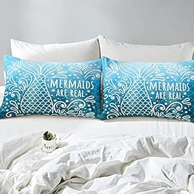 Mermaid Bedding Set Girls Ocean Marine Mermaid Scale Comforter Set for Kids Girly Sea Creature Comforter Fish Scales…