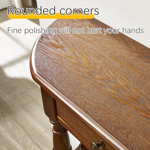 Mesa de sofá semicircular para decorar el pasillo con madera maciza y cajón 6