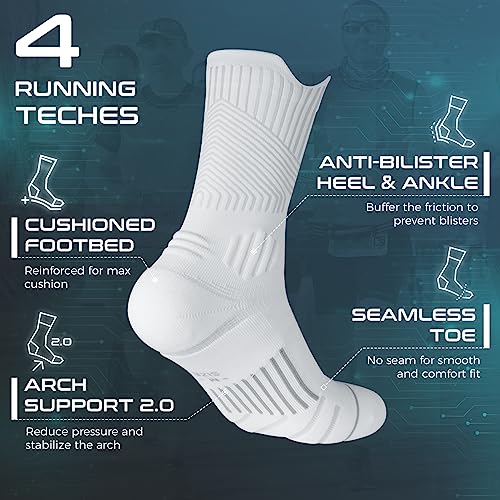Rahhint Coolmax 3 Pack Kompressions Laufsocken Herren Damen Anti-Blasen-socken Running Socks Sportsocken mit TAB-Design, Kompressionszone, Belüftungsnetz und Fußgewölbeunterstützung, Größe 35-51