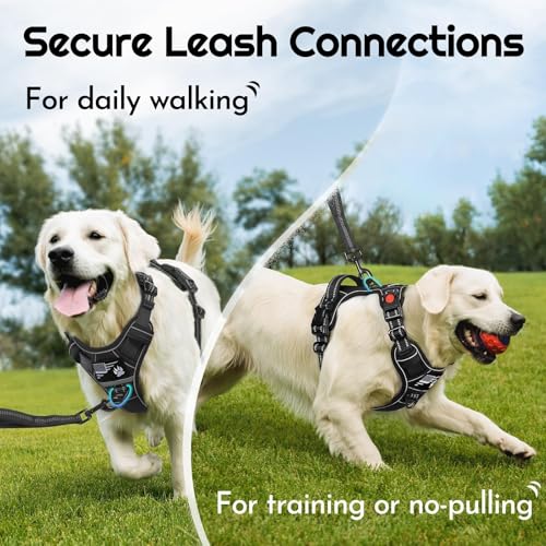 Eagloo Dog Harness for Large Dogs, Easy Wearing with 3 Quick-Release Buckles, Adjustable No Pull Pet Harness with MOLLE System, No Choke Reflective Vest with Control Handle, Black, L by Eagloo - Image 4