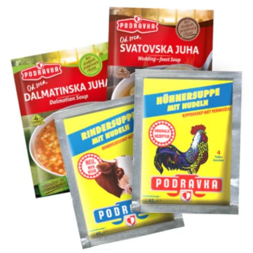 Con Pufai Grocery, Podravka Sopas Paquete de degustación 58 gramos bolsas x 4 paquetes