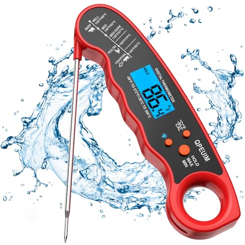 Digital Meat Thermometer Instant Read Meat Thermometer Food Thermometer for Grill and Cooking with Backlight & Calibration, Perfect for Grill, Smoker, Turkey, Candy Making by QPEUIM