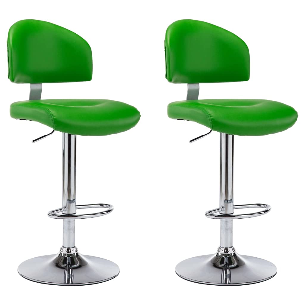 Set di 2 sedie girevoli in finta pelle verde per cucina Island Counter Dining Room