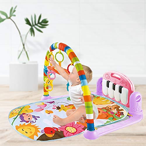 Hoopeum Baby Play Mat Toys for 0-3-6-12 Months,Activity Jungle Gym Playmat Tummy Time Mat with Piano,Newborn Infant Baby Boys Girls Musical Floor Play Kick
