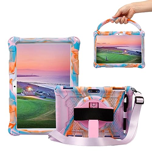 Sfulatdc Silicone Tablet Case with 360 Rotating Kickstand Strap/Shoulder Strap/Handle Compatible with Victbing 10
