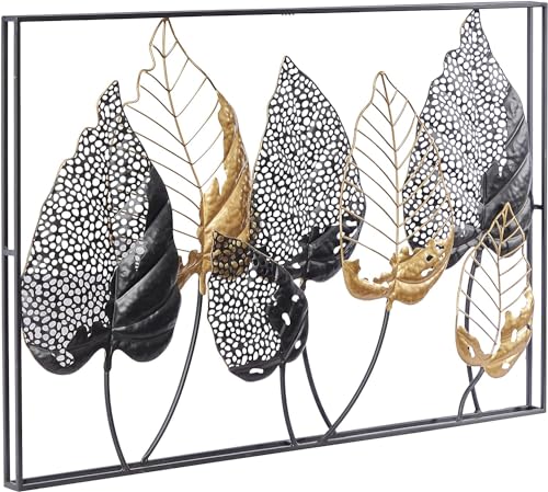Image of Home And Crafts Metal Modern Multicolor Wall Decor Leaf Shaped Big Wall Hanging Decoration, Wall Art Frame Home Decor for Living Room Office Bedroom Hotel Entryway Decoration