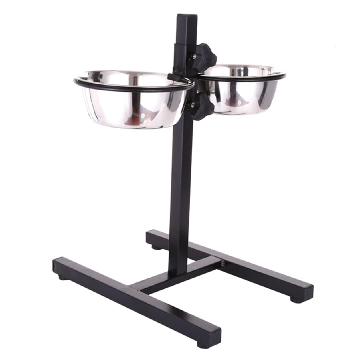 Set de Comedero y Bebedero para Perros de Acero Inoxidable Diseño Elevable Plegable y Dos Cuencos Extraíbles para Mascotas en Interior