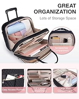 BAGSMART Rolling Laptop Bag Women, Rolling Briefcase for Women, 17.3 Inch Laptop Bag with Wheels Computer Bag Laptop Case for Work Travel Business
