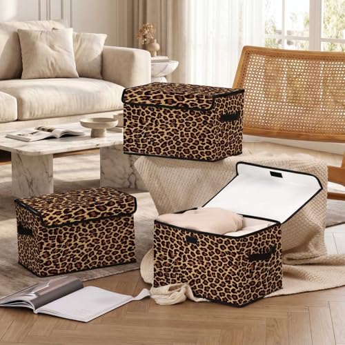 Image of Stackable Storage Bins with Lids,Closet Organizers Fabric Box for Home and Office,Blanket Clothes Organizers,Under Bed Storage Containers 3 Pack