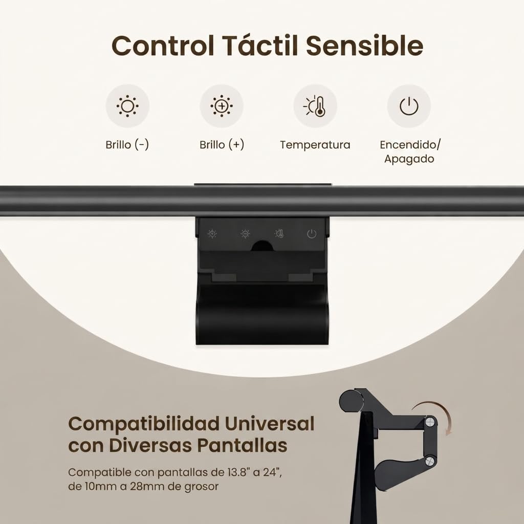 Yeelight Lámpara Monitor con Control Remoto Inalámbrico 40cm, Luz Monitor 250LM Protección Ocular, Barra de Luz LED USB para Oficina y Gaming, Monitor Light Bar Regulable, Screenbar Antireflejos