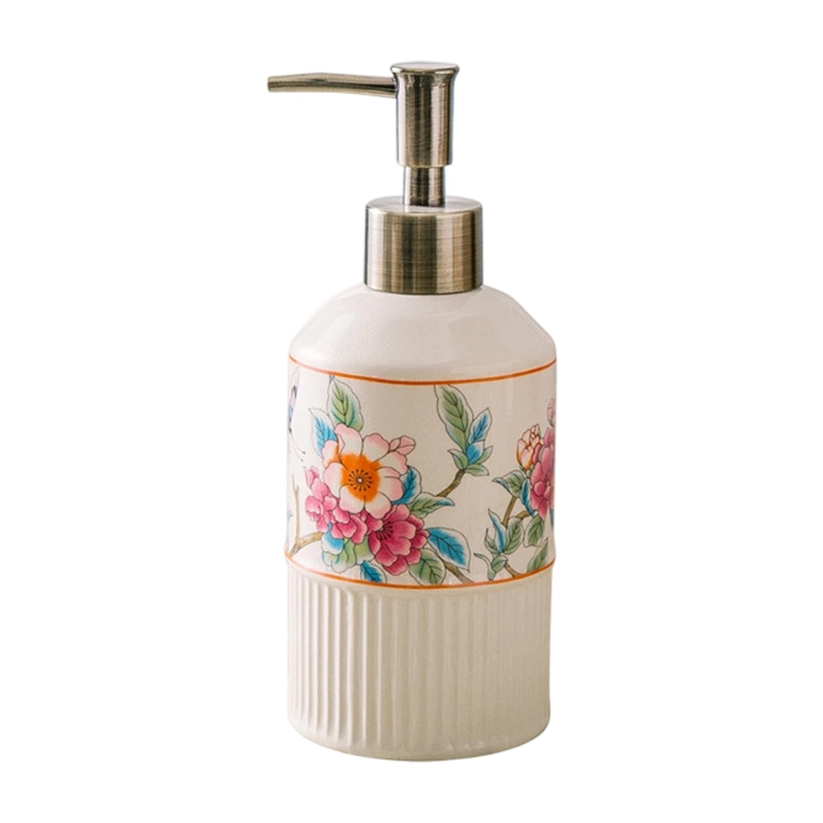 Qusinfc Press Designs Ceramic Soap Bottle with Crackle Glaze Finish Soap Container Lotion Dispenser for Home Bathroom Essential Home Furnishing Dispenser