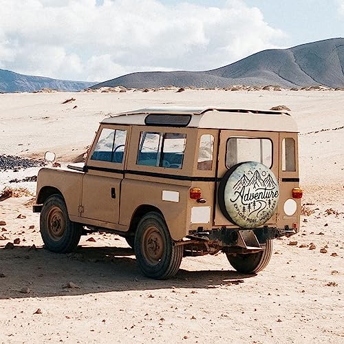 Image of Adventure RV Spare Tire Cover Suitable for RV Truck SUV Trailers Camper Off-Road Vehicle Adjustable Elastic Tire Cover (Adventure Awaits, 14in Suitable for tire Diameter 23in-27in)