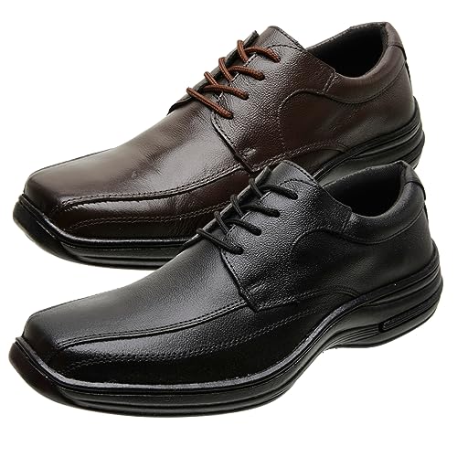 Kit 2 Pares de Sapatos Social Masculinos Confort&aacute;vel Couro Premium Macio