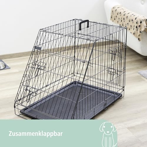 Hundekäfig Kerbl Pet Gittertransportbox für Hunde, Metall, schwarz, 75x52x61cm