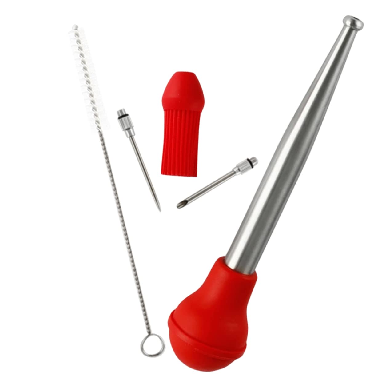 Cabilock Bbq Tools Set Bbq Sauce Seasoning Tube Baster Turkey Baster Flavor Injector Made of Stainless Steel and Silicone
