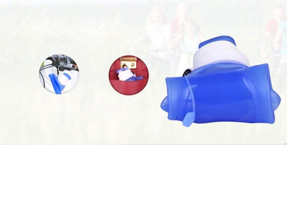 Botella de agua de silicona plegable creativa de 500 ml para deportes, camping, viajes, mi botella de bicicleta de plástico, color: rojo (color: azul)