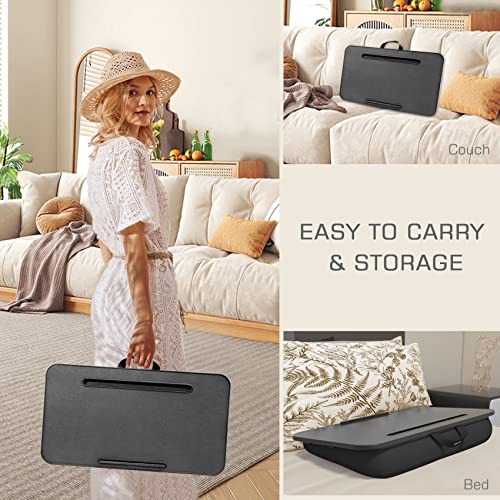 Lap Desk With Cushion, Fits Up To 17 Inch Laptop, Pillow Designed Adjustable, Portable Laptop Stand With Tray, Pad & Phone Holder, Home Office For Bed/Couch/Car/Reading/Writing(Black: 21.8X12.1 In) #TOP6