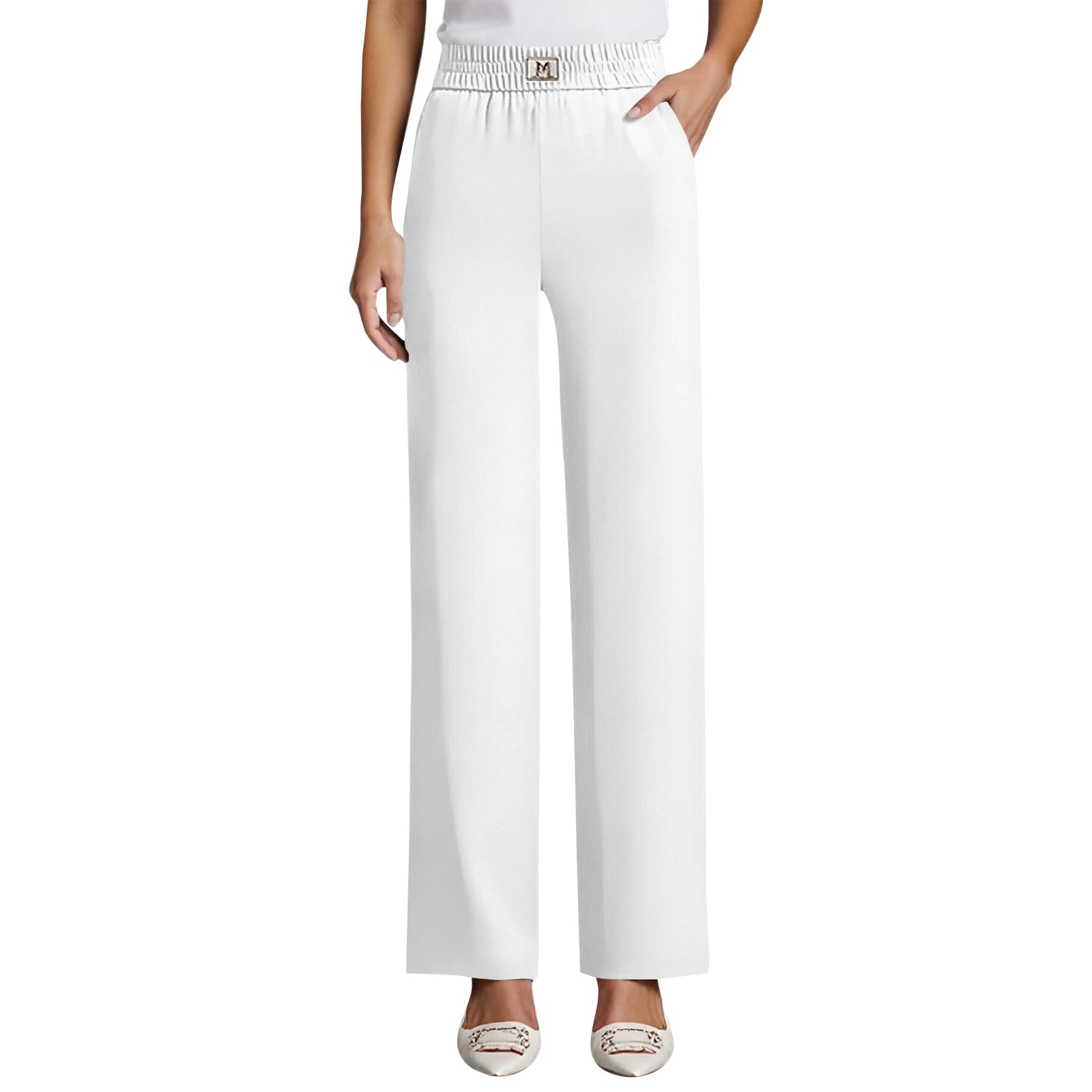 Stretchy Work Pants for Women Perfect Drape High Rise Pull-On Stretch Pants Silky Soft Comfy Fit Work Slacks