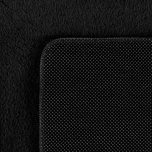 SIMPEX Runder Teppich Schwarz 80 cm Waschbarer Kurzflor Teppich, rund, rutschfest & weich, modernes einfarbiges Design für Wohnzimmer… – Ansicht 6