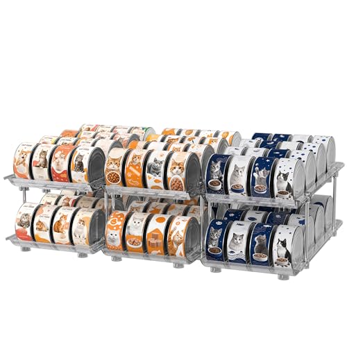 Attelite 2-Tier Stackable Cat Food Can Organizer Acrylic Cat Food Storage
