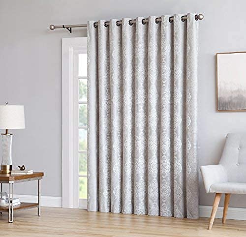 Linen Zone 100% Blackout White Ivory Curtains for Patio Door. Use Extra Wide Total Blackout Drape As Sliding Glass Door Curtain, Bay Window Curtain or Panel Room Divider. (Roberta 102 x 96 Ivory)