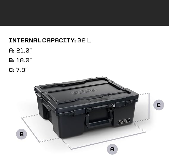 DECKED Halfrack 32 L Protective Case with Dividers - Black