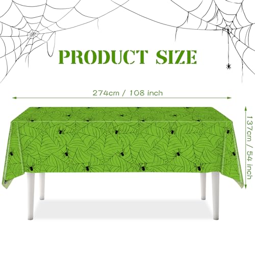 Image of TREWAVE 3 Pack Halloween Spiderweb Tablecloth Rectangular Plastic Spider Web Table Cloth Large Size Table Covers for Home Decor Halloween Party Decorations 54 inch x 108 inch (Green)