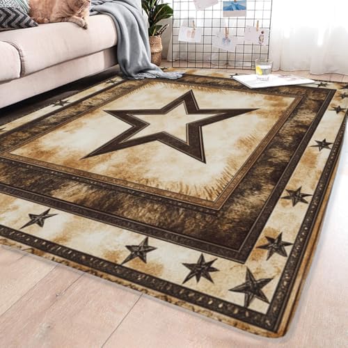 Tapete Vintage Texas Star Área Moderna 24x36 pulg Marrón miniatura 4