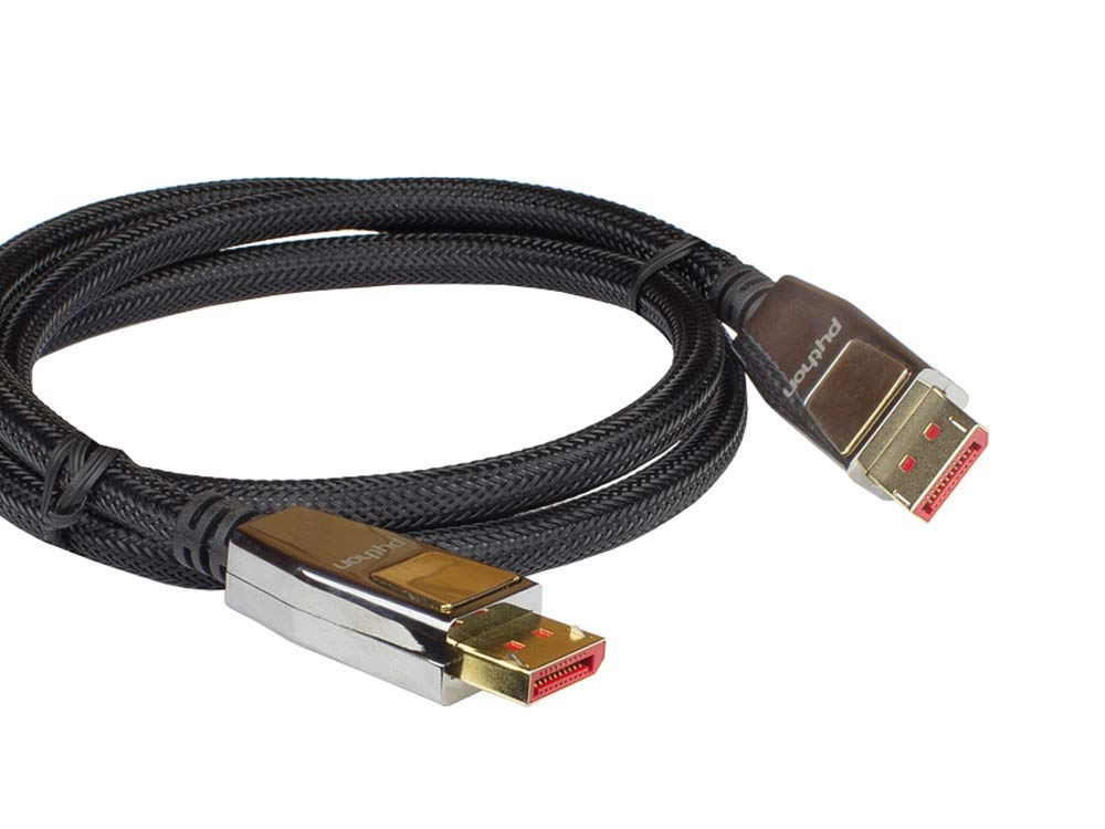 Python Câble DisplayPort 1.4 de qualité supérieure - 8K @ 60 Hz / 4K @ 240 Hz - Connecteurs entièrement métalliques avec verrouillage, connecteurs plaqués or, triple blindage - Échelle en cuivre -