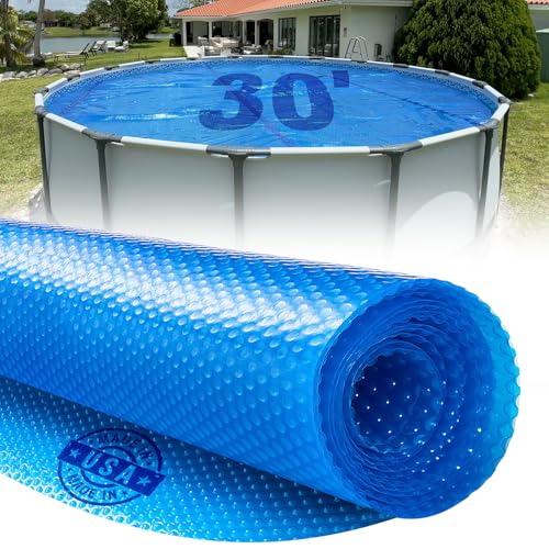 Shop Square 30 Foot Round Solar Cover for Inground and Above Ground Pools 8 Mil - Premium Heavy Duty Solar Blanket for Above Ground Pool Blue - Made in USA