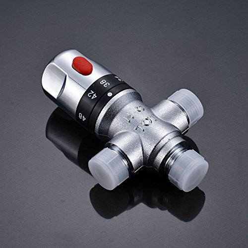 Rozin Solid Brass G1/2 Thermostatic Mixing Valve for Shower System Water Temperature Control, Chrome