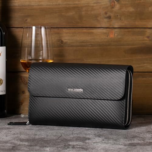 Leather Men Clutch Bag Large Wallet Purse Card Holder Case Business with Double Zip Handbag2