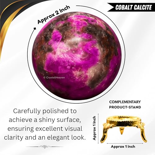 Image of Certified Crystal Cobalt Calcite Ball for Meditation - Premium Crystal Vastu Items for Home and Feng Shui Items for Good Luck - Ideal for Pooja Supplies and Spiritual Practices (2 Inch)