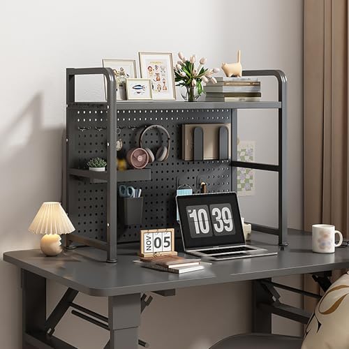 Étagère de bureau perforée haut de gamme en métal noir 30" - 2