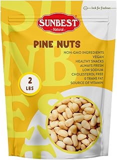 Sunbest Natural Raw Pine Nuts, 2lbs – Unsalted & Unroasted – Shelled Pig...