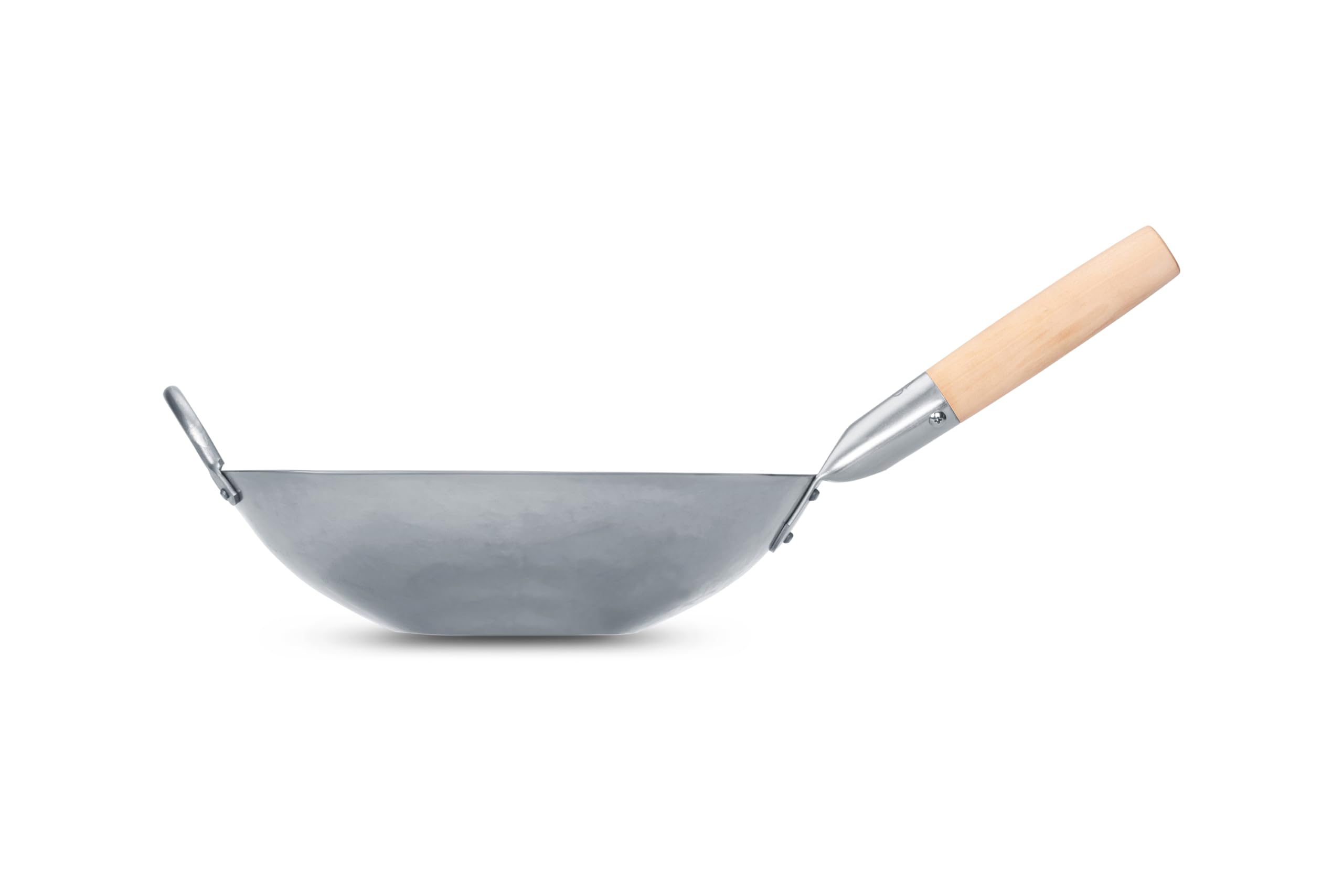 Craft Wok - Pow Wok en acier au carbone martelé à la main avec poignée en bois et en acier (12 pouces