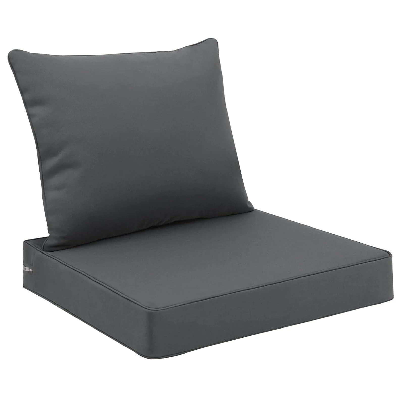 Coussin de chaise d'extérieur pour jardin et balcon au design gris foncé