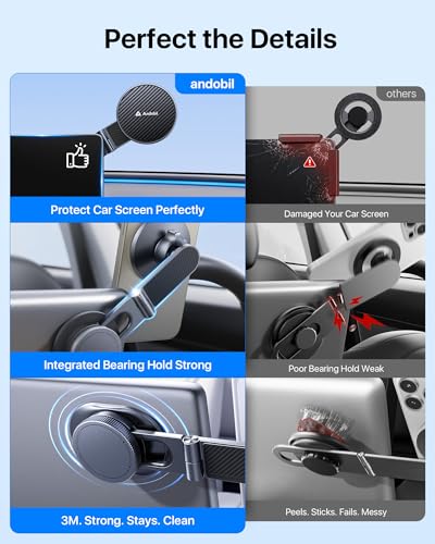 Image of andobil 3rd Gen Tesla Phone Mount 【Upgrade Adhesive & Upgrade Stongest Magnet】 Phone Holder for Tesla New Model Y Juniper Model 3, 360 Adjustable Tesla Phone Holder fits iPhone 17 16 15 14 Pro Max