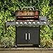 Fire Mountain Cascade 7 Burner Gas BBQ Black with Side Burner Cast Iron Grill Large Outdoor Barbecue for Garden Patio 81.5 x 37.5cm Cooking Area