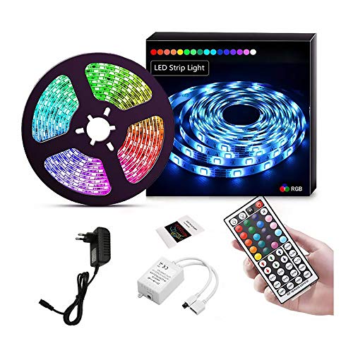 Tira de luces LED, Nullnet Flexible Color que cambia la luz de la cuerda del kit de tira de luz LED con control remoto de 44 teclas Cover