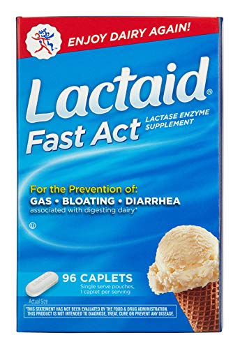 Lactaid Fast Act Lactose Intolerance Relief Caplets with Lactase Enzyme, 96 Travel Packs