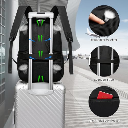 Image of ZUBOND Backpack for Men and Women, School Backpack for Boys and Girls, 15.6 Inch Travel Laptop Backpack with USB Charging Port, Water Resistant Slim Sturdy College Computer Bag