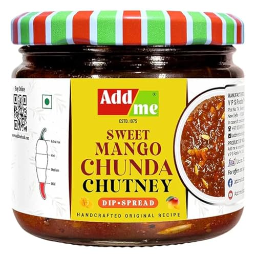 Image of Add me Sweet Mango Chutney with Jeera 350gm | Natural & Fresh Chunda khatta meetha Pickle | sweet pickle Mango jam Glass Jar