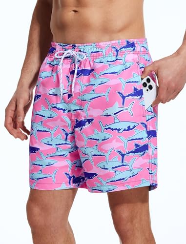 Mens Swim Trunks 6 Inch Inseam Mesh Lining Bathing Suits Quick Dry Beach Shorts Swimsuits Swimwear with Pockets4