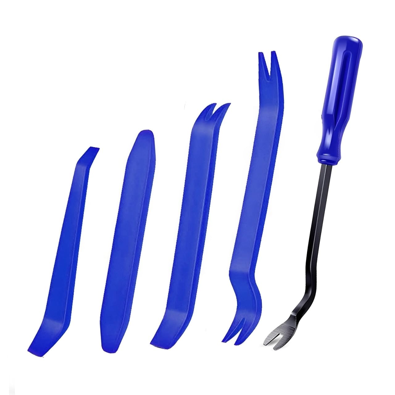 5 Pcs Trim Removal Tools, Pry Tools, Car Pry Tool Kit, Car Panel Door Audio Radio Stereo Removal Tools, Auto Clip Fastener Remover Pry Tool Set, Blue