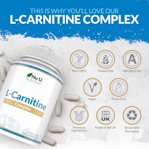 L-Carnitine Complex 2200mg - 180 High Strength Vegan Capsules - with Riboflavin, Biotin, Chromium, Vitamin D, B3 & B6 - L Carnitine Tartrate Supplement - Made in The UK - Nu U Nutrition - Image 6