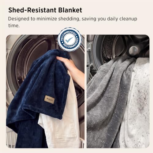 Bedsure Shed-Resistant Fleece King Blanket for Bed, Navy, 108x90 inches - image 2