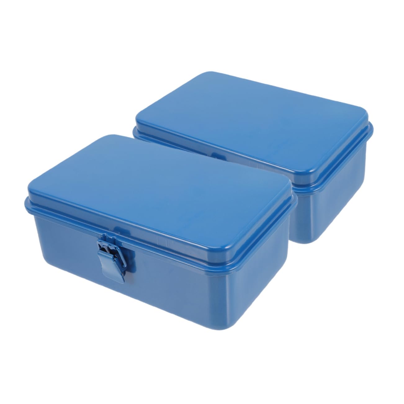 Caja de Herramientas Portátil de Hierro Azul, Gran Capacidad, 2 Piezas | Separación Multinivel con Compartimentos, Uso Doméstico y Profesional, Transporte Fácil y Organización Ordenada