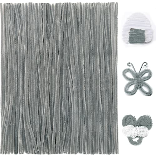 Image of Praisebank Gray Pipe Cleaners for Crafts, 200pcs, Chenille Stems for DIY Projecets, Arts & Crafts Supplies for Festival Party Decorations