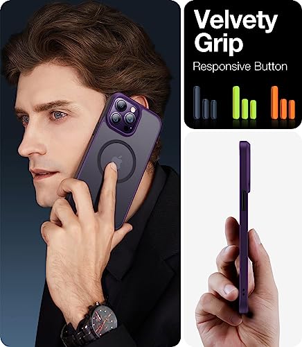 Image of TORRAS Translucent Glass Magnetic Guardian Designed For Iphone 14 Pro Max Case [Military Grade Drop Tested] [Compatible With Magsafe] Slim Translucent Matte Case 6.7 inch, Deep Purple
